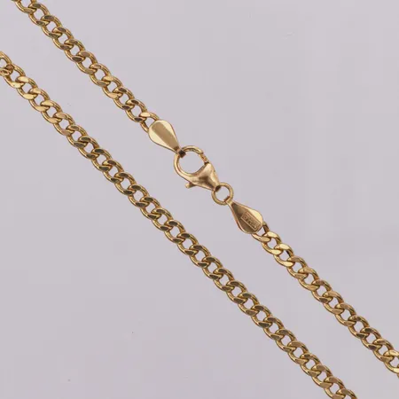 Kedja Pansar GHA, ihålig, 45,5cm, bredd 3mm, några länkar buckliga, 18K Vikt: 4,6 g