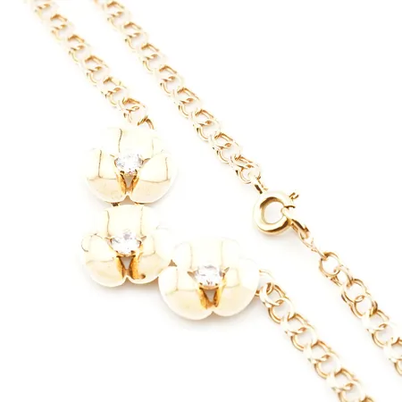 Collier samt örhängen m vita stenar, 42cm, bredd 3mm, Ø 11mm, 18k Vikt: 6,4 g