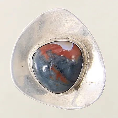 Brosch med mossagat 42x37mm, silver 830/1000 Vikt: 16,5 g