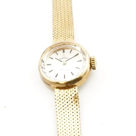Damur Omega 18k m 18k länk, manuell, ca 19,5mm, totallängd 18,5cm, bruttovikt 26gr