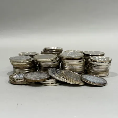 Diverse minnesmynt 94st olika årtal med tillhörande etuier silver 925/1000 Vikt: 2156,4 g