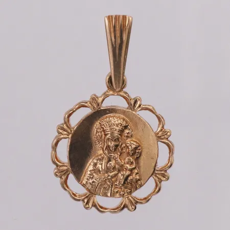 Hänge, jungfru Maria & Jesus, 28mm, 14K Vikt: 4,2 g