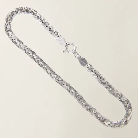 Armband flätat längd 18cm bredd 3,5mm silver 925/1000 Vikt: 3,3 g
