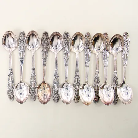 Kaffeskedar tolv stycken modell Allmoge Ceson längd 11,5cm silver 830/1000 Vikt: 163,6 g