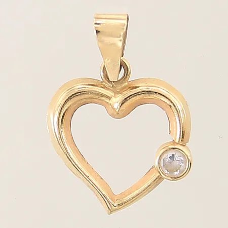 Hänge hjärta med vit sten 18x12mm 18K Vikt: 0,4 g