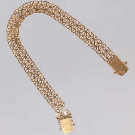 Armband X-länk med stav, defekt, 18K  Vikt: 10,6 g