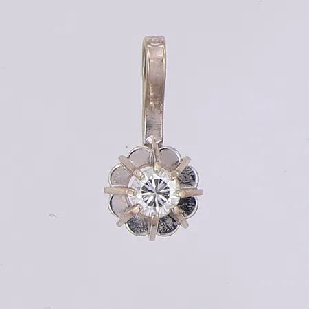 Hänge diamant 1 x ca0,01ct 11mm, vitguld, 18K Vikt: 0,4 g