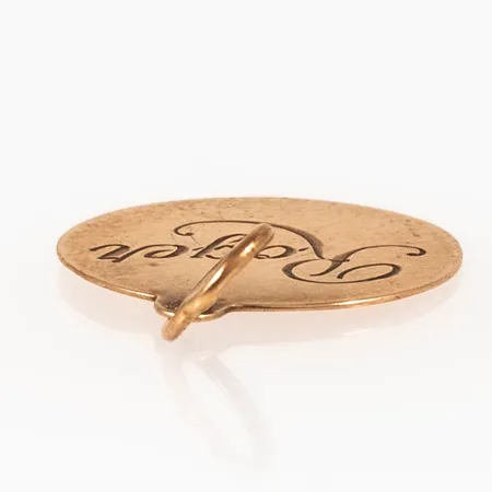 Hänge rondell med namn- och datumgravyr 18K 0,9g. 