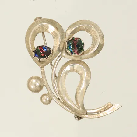 Brosch med 2 färgstenar, 41x28mm, silver 925/1000-delar 5,1g Vikt: 5,1 g