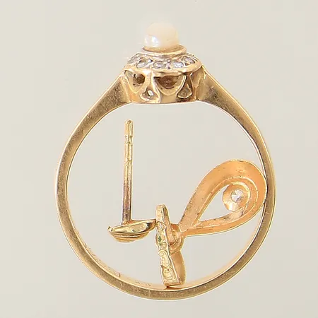 Diverse guldsmycken udda, sten, skadad pärla, 8/8-slipade diamanter 10 x ca 0,005ct 18K Vikt: 2,2 g