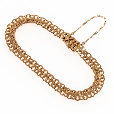 Armband X-länk 20cm bredd 7,5mm, säkerhetskedja, 18K 14,7g. 
