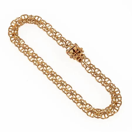 Armband X-länk med stav 19cm bredd 6mm 18K 9,1g. 