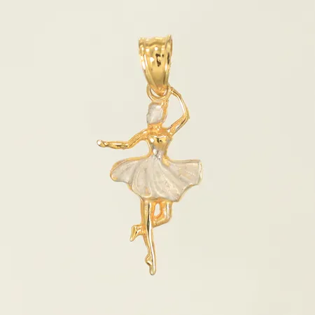 Hänge ballerina tvåfärgat längd 27mm inkl ögla, bredd 10mm, 18K, 0,9g Vikt: 0,9 g
