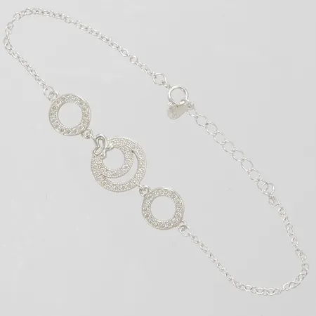 Armband med vita stenar längd 20,5cm, 2-13mm, silver 925/1000, bruttovikt: 3,9g Vikt: 3,9 g