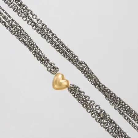 Collier Ole Lynggaard längd 40,5cm, oxiderat silver 925/1000 med bajonettlås i guld Ø11,5mm, 18K, guldvikt 3,4g, totalvikt 