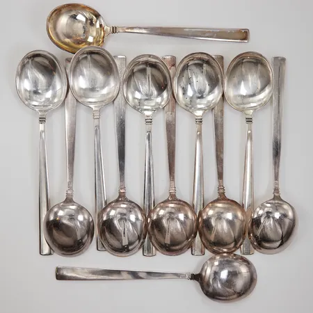 12 Skedar modell Paris 17cm, MEMA, Silver 830/1000 Vikt: 520 g