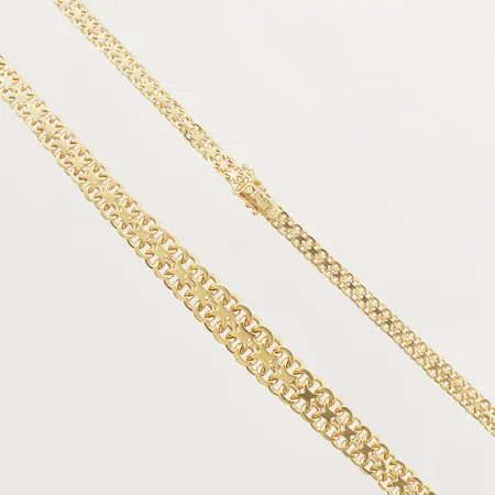 Collier doserad X-länk längd 45cm bredd 4,5-10mm Svenska Guldvaruaktiebolaget T Be år 1960 18K Vikt: 29,2 g
