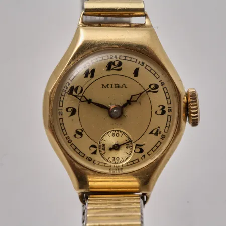 Damur Miba i 14K, manuell, Ø21,2mm, flexband i metall, repigt glas, personlig gravyr.