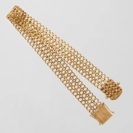 Armband fiskben tvåradigt längd 20,5cm, bredd 11mm, 18K Vikt: 22,3 g