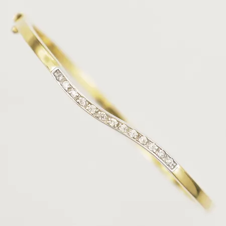Armring med vita stenar Ø65mm tvåfärgad 18K  Vikt: 10,4 g