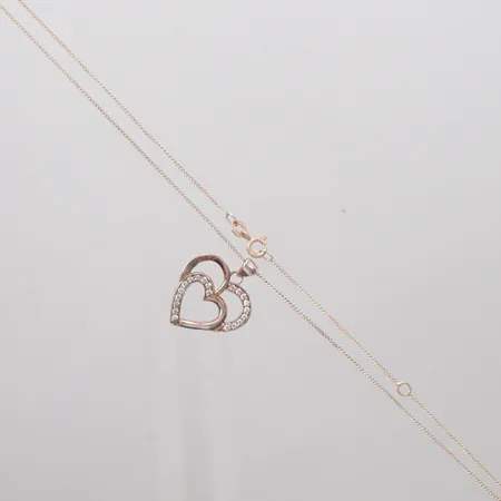 Kedja Pansar längd 45cm, hänge hjärta små vita stenar, längd 2,7cm, bredd 2cm, silver 925/1000 Vikt: 3,2 g