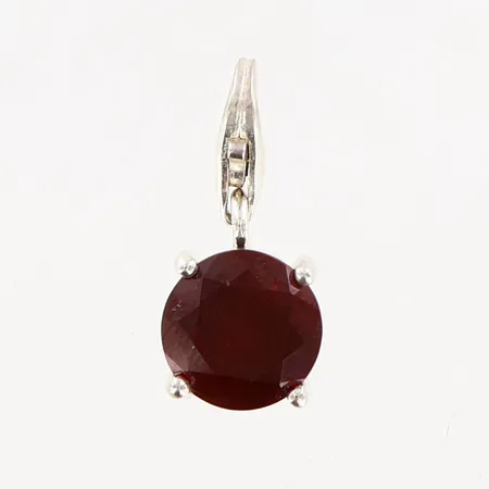 Hänge med röd sten ca 18mm, karbinhake, silver 925/1000 Vikt: 1,9 g