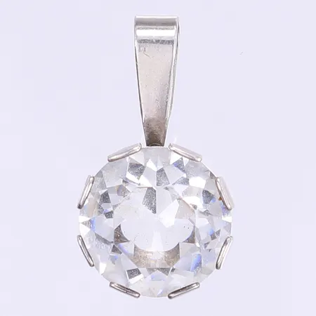 Hänge med vit sten 34x18mm, otydlig tillverkarstämpel Borås 1993, silver 925/1000 Bruttovikt: 7,4g Vikt: 7,4 g