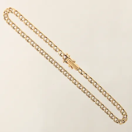 Armband Bismarck längd 20cm bredd 3mm, slitna stämplar 18K  Vikt: 4,1 g
