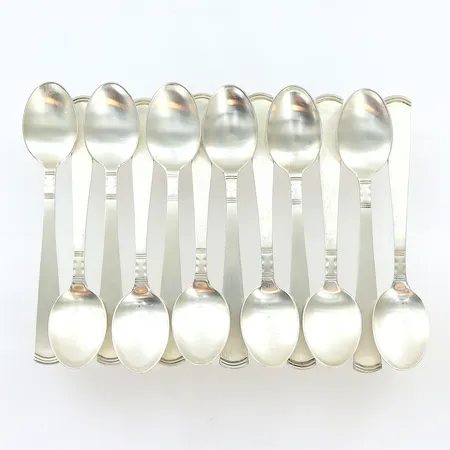 12 kaffeskedar Rosenholm längd 12cm, GAB, silver 830/1000. Vikt: 187,2 g