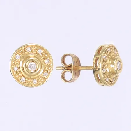 Ett par örhängen 2x ca 0,03ct 16x ca 0,005ct Ø10mm, 18K Vikt: 3 g