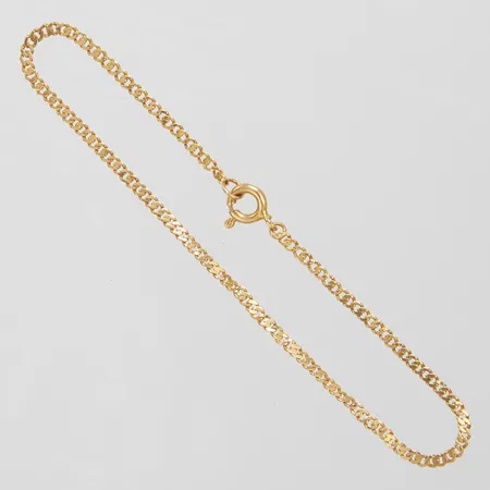 Armband manglad Pansar längd 18,5cm, bredd 2mm, vridna länkar, ojämnheter, italienska stämplar, 18K, 2,0g Vikt: 2 g