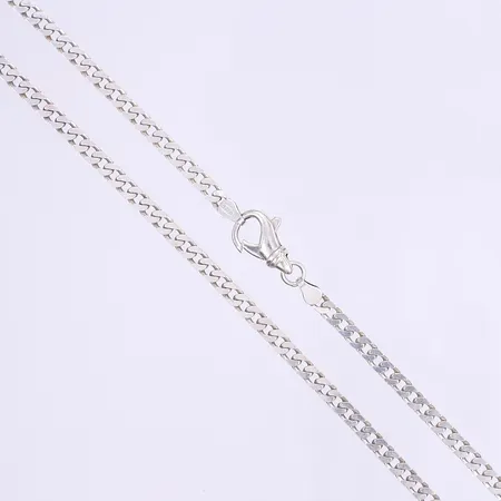 Halskedja pansar, 45,5cm, bredd 3,5mm, något skevt lås, silver 925/1000 Vikt: 15,2 g