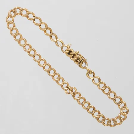 Armband pansar 21,5cm, bredd 5mm, ihålig, ojämnheter, defekt lås, 14K Vikt: 4,5 g