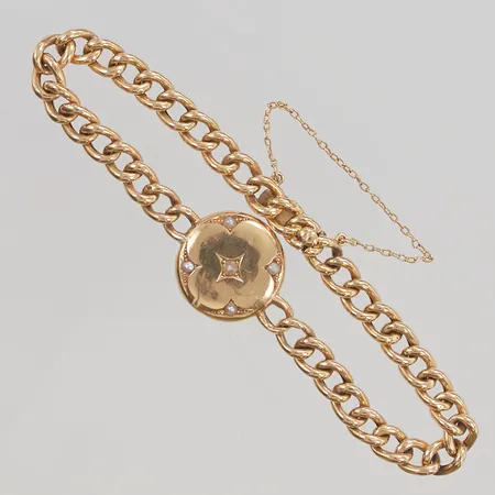 Armband med integrerad medaljong, plats för ett foto, 19,5cm bredd 6mm 18K 9,7g.