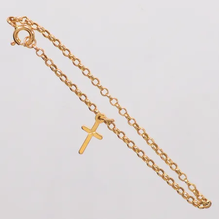 Armband längd 15cm, berlock kors, 21K Vikt: 1,5 g