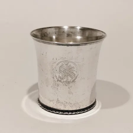 Supkopp höjd 50mm Ø49mm, Palmberg Karl-Erik Falköping år 1945, gravyr, silver 830/1000  Vikt: 36,1 g