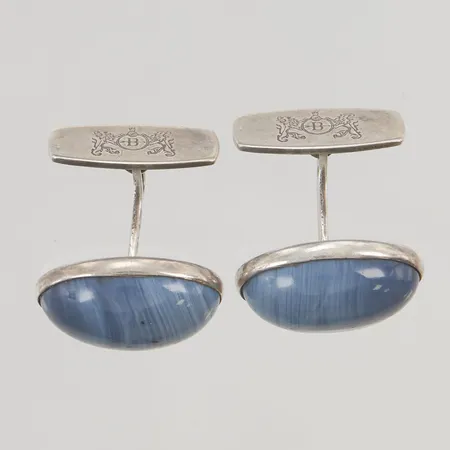 Manschettknappar 26x14mm turkos emaljdekor 925/1000 Silver 15,9g.