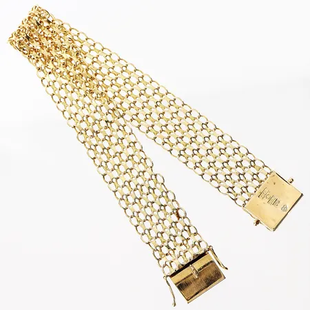 Armband X-länk längd 20,5cm, bredd 15mm, smärre skevheter på länk, 18K  Vikt: 18,6 g