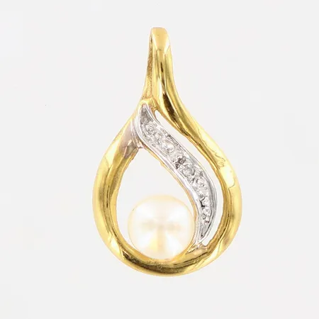 Hänge med pärla och diamant 0,01ct, ca 16mm, 18K Vikt: 0,6 g