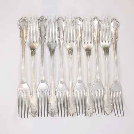 11 Gafflar, längd 18,5cm, bredd 6-23mm, silver Vikt: 498,3 g