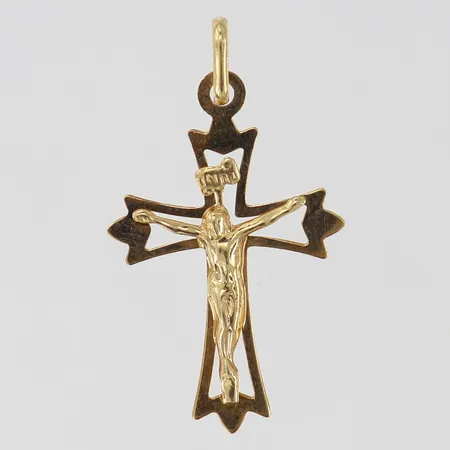 Hänge krucifix längd inkl ögla ca 31mm, bredd ca 3-18mm, 14K Vikt: 0,8 g