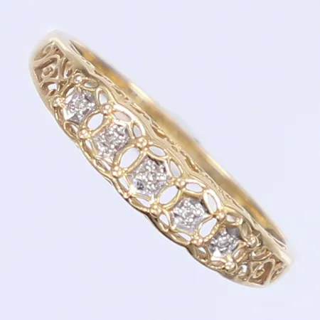 Ring med diamanter 5x ca 0,001ct stl:18¾ bredd 2-5mm, 18K Vikt: 1,7 g