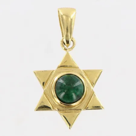 Hänge stjärna med grön sten, ca 25mm, 14K Vikt: 1,7 g
