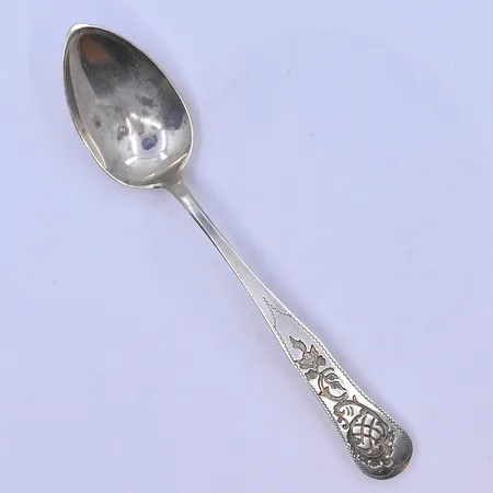 6 skedar Peter Henningsen längd 13 cm, silver 800/1000. Vikt: 58,9 g