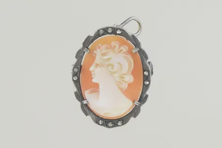 Brosch/hänge längd 3 cm bredd 2 cm, silver 800/1000 Vikt: 3 g