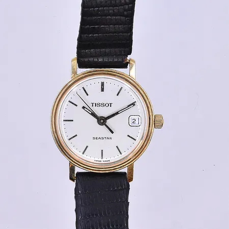 Damur Tissot seastar quartz Ø22 mm datum, graverad boett 18K.