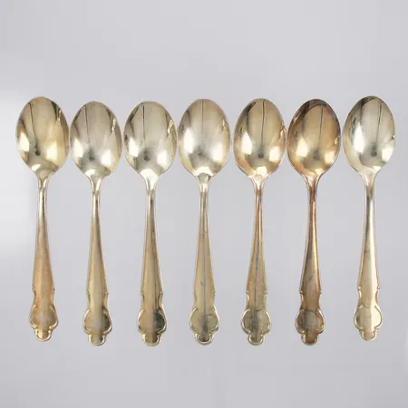 7 Kaffeskedar MEMA 1980/90-tal, längd ca 11,9cm, 830/1000 silver Vikt: 102,2 g