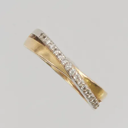 Ring med diamanter 17x ca 0,01ct stl:17 bredd 4mm 18K 2,9g.