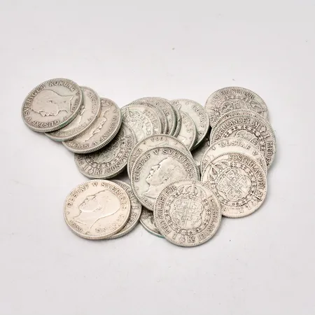 Mynt i silver, 1kronor, 800/1000, 185g.