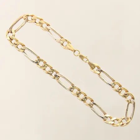 Armband Figaro längd 18cm bredd 5mm ihålig, smärre bucklor samt ojämnheter, 18K  Vikt: 3,8 g